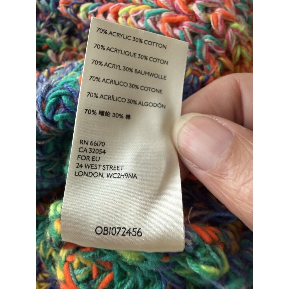 Free People Jumper Small Bright Roll Neck Odyssey Chunky Knit Cotton Mix Grunge - Picture 7 of 14